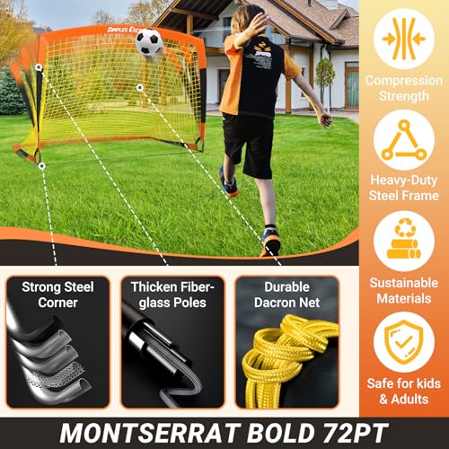 Dimples Excel Soccer Goals Kids Net for Backyard 7x5, 5x3.6, 4x3, 3x2.2 FT - style: 5'x3.6' FT, 2 Set