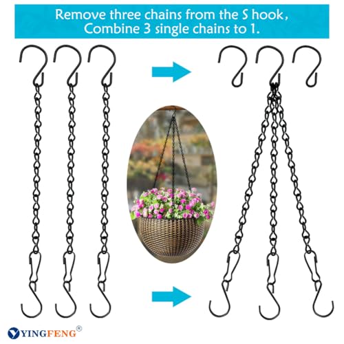 YINGFENG 10 Pack 9.5 Inch Black Hanging Chains, Garden Plant Hangers for Hanging Bird Feeders, Billboards, Chalkboards, Basket, Planters, Lanterns, Wind Chimes and Decorative Ornaments Etc. - color: Black, size: 9.5 in