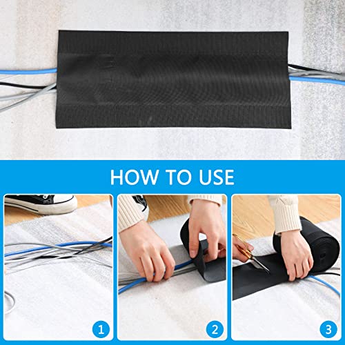Syhood Cord Cover Floor Cable Protector Carpet Wire Cover Floor Cable Management for Office Carpet Organized and Protect(4 Inch X 50 Feet,Black) - color: Black, size: 4 Inch X 50 Feet