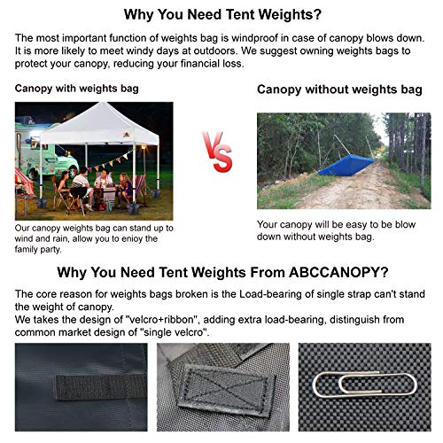 ABCCANOPY Canopy Weights 120 LBS Gazebo Tent Sand Bags,4-Pack Brown (Without Sand) - color: Brown, size: 120 LBS