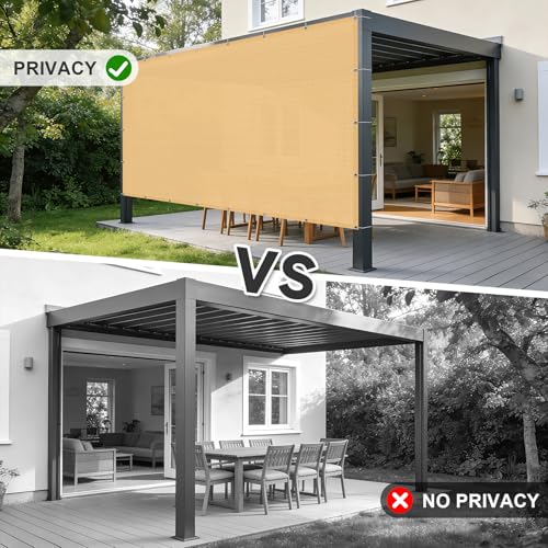 Cool Area Sun Shade Cloth with Grommets 3/4/6/8/10/12/16/20 FT Shade Panel Shade Tarp Screen Fabic for Outdoor Patio Pergola Cover Deck Garden, 6x10 FT, Sand - color: Sand, size: 0 6'X1 0'