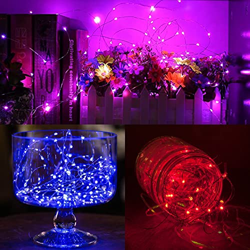 WATERGLIDE 24 Pack Fairy Lights Battery Operated (Included), 7 ft 20 LED Mini String Lights, Waterproof Silver Wire Firefly Starry Lights for DIY Wedding Christmas Party Mason Jars Decor, Multicolor - color: 6 Colors