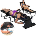 EASYGO PRODUCTS FLIP Face Down Tanning Chaise Lounge Chair with Face & Arm Holes - 4 Legs Support - Textilene Material - 6 Position - Arm Head Rest Pillow - Beach or Home Use - color: Flip Black