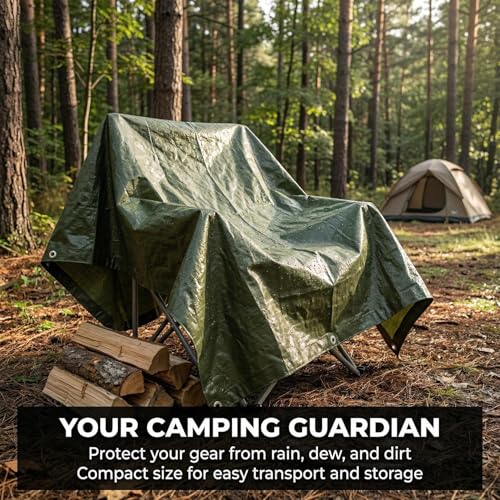 MAQIHAN Camping Tarp Waterproof - 6'x 6' Heavy Duty Tarps for Camping Tent Outdoors Garden Car Roof Multipurpose Protective Rain Sunshade Cover Thick All-Weather Emergency Tarpaulin Plastic