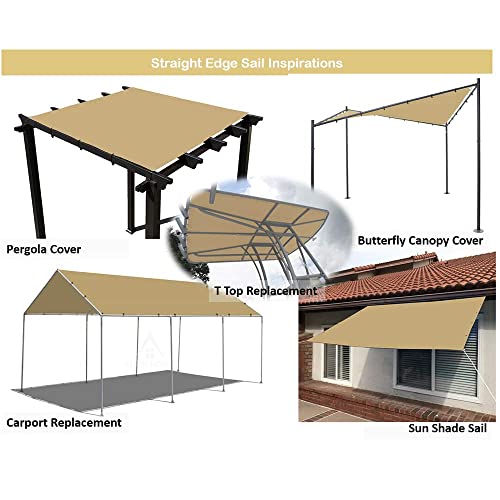 Alion Home Waterproof Rectangle Sun Shade Sail Straight Edge Canopy Cover with Grommet for Pergola Patio Gazebo Carport Outdoor Car Tent (6' x 10', Desert Sand) - color: Desert Sand, size: 6' x 10'