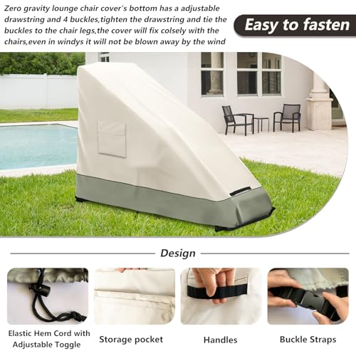 Zero Gravity Chair Cover,Outdoor Heavy Duty 600D Waterproof Zero Gravity Lounge Chair Cover,Patio Folding Zero Gravity Recliner Cover.Beige & Green,39" L x 26" W x 45" H. - color: Beige & Green, size: 39" L x 26" W x 45" H