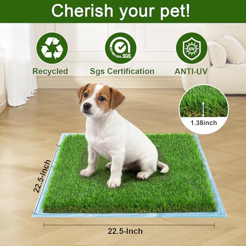 Washable Artificial Grass Pads for Dogs, 2-Pack 23x23 inch Reusable Turf Mats, Realistic Grass for Indoor Puppy Potty Training. - size: 2PCS | 23*23