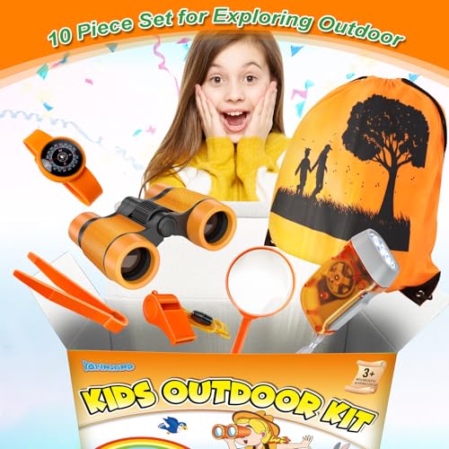 YOPINSAND Kids Explorer Kit & Bug Catcher Kit, Camping Gear for Kids, Outdoor Exploration Set with Backpack & Binoculars, Ideal Outdoor Adventure Toys for Boys Girls 3-12 - color: Orange