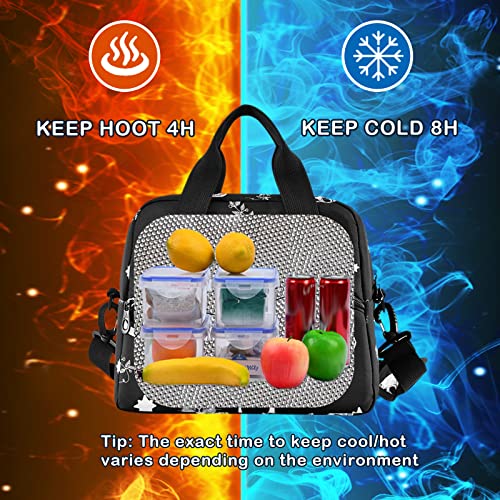 Skull Cat Moon Gothic Insulated Lunch Bag Reusable Lunch Tote Bag Cooler Bag for Women Men Adult Lunch Box with Adjustable Shoulder Strap Leakproof Lunch Bag for Work School Picnic Camping - color: Skull Cat Moon