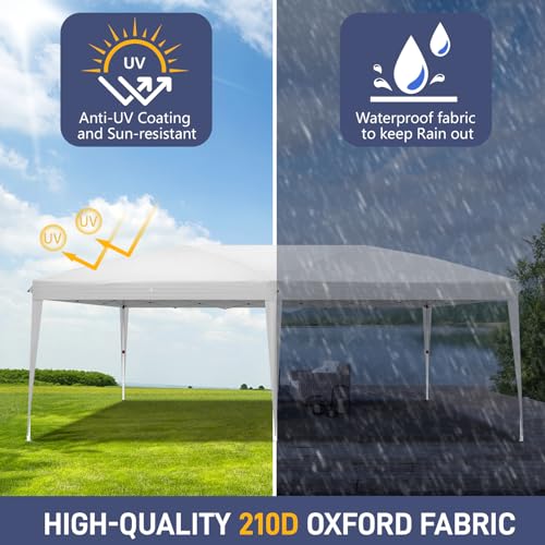Outvita 10x20ft Ez Pop Up Outdoor Canopy Tent, Portable Commercial Instant Tent with Carry Bag for Party Wedding Birthday BBQ Events - style: 10x20-white