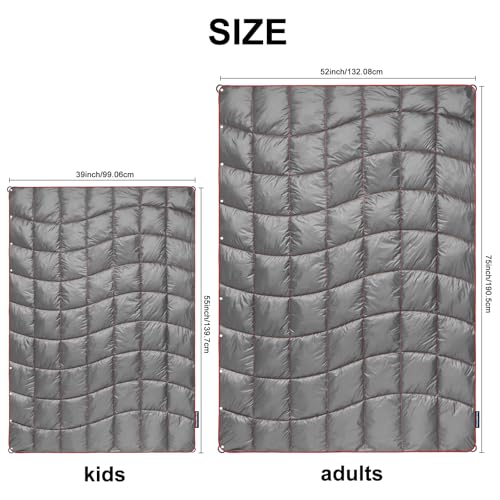Camping Blanket, Puffy Blanket Lightweight Windproof Water Resistant for Outdoors,Hiking, Backpacking,Beach,Car,Picnic,Stadium - color: Grey, size: 52"x75"