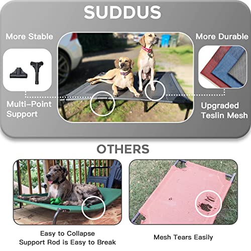 suddus Elevated Dog Bed for Medium Dogs, Dual Support Cooling Cot with Teslin Mesh, Portable Waterproof Pet Bed for Indoor/Outdoor Use, Medium, 30x23x6.3 Inch, Grey - color: Grey, size: M (30"Lx 23"Wx6.3"H)