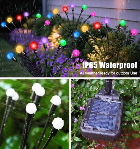 Solar Garden Lights Outdoor Decor, 24 LEDs Solar Firefly Light, Multicolor Changing RGB Swaying Lights Outdoor Waterproof, 4 Pack 6 Heads Christmas Garden Decorative for Yard Patio Pathway Lawn Decor - color: Multicolor, size: 4 Pack 24 LED