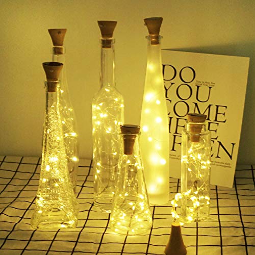 Upgraded 10 Pack Solar Wine Bottle Lights 20 LEDs Waterproof Silver Wire Cork Lights for Party, Wedding, Christmas, Holiday, Outdoor, Garden, Patio, Pathway Decor - color: Warm White, size: Round
