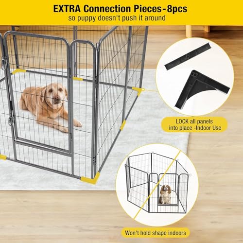 Foldable Metal Pet Dog Exercise Fence Pen with Door Gate, Outdoor Enclosure Kennel for RV Camping Play Yard (31 Inch Height)