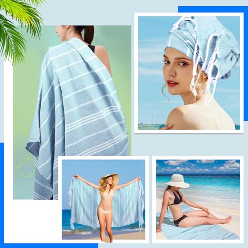 YSYJ Turkish Beach Towel 6 Pack Beach Towels 36"x71" Beach Towel Oversized Sand Free Turkish Towel Quick Dry Bath Towels Blue - color: Blue, size: 36"x71"- 6 Pack
