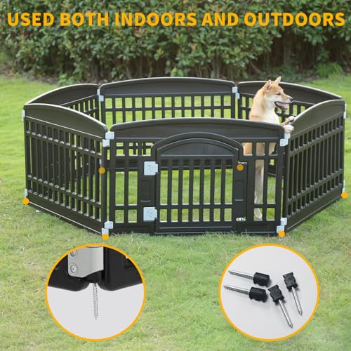 Pet Playpen Foldable Gate for Dogs Heavy Plastic Puppy Exercise Pen Indoor Outdoor Small Pets Fence Puppies Folding Cage 6 Panels for Puppies and Small Dogs House Supplies (Black 6*Panel) - color: Black, style: Black 6*panel