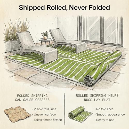 Fab Habitat Outdoor Rug - Waterproof, Fade Resistant, Crease-Free - Premium Recycled Plastic - Tropical Leaf Botanical - Large Patio, Deck, Sunroom, Camping, RV - Hilo - Green - 6 x 9 ft - color: Hilo - Green, size: 6' x 9' (Rectangular)