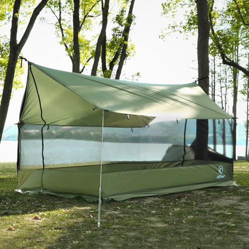 REDCAMP Large Hammock Hot Tent with Stove Jack, Waterproof & Windproof Winter Wall Tent with Snow Skirt, Ultralight 4 Season Tents for Camping, Hiking, Bushcraft, Backpacking, Hunting - style: Screen Tent