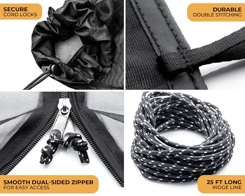 Foxelli XL Hammock Net – 12ft Net for Hammocks, Lightweight Portable Hammock Netting, Fast and Easy Set Up, Fits All Camping Hammocks