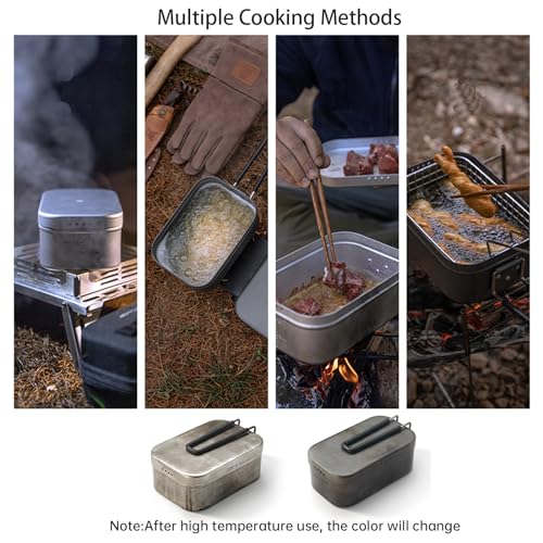 Campingmoon Camping Mess Tin Pressure Relief Aluminum Dinner Box Camping Bowls Cooking Pot with Foldable Handle for Camping & Cooking - color: S-2013(White)