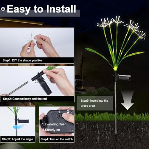 Solar Garden Lights Outdoor: Waterproof 6-Pack DIY Decorative Firework Lights with 2 Modes for Yard Patio Pathway Outside Fairy Decor - Mothers Day Gifts for Women Mom, Warm White - color: Warm White, size: 6 Packs