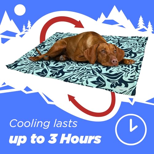 Coleman Medium Navy Botanical Pattern Reversible Cooling Mat – 24” x 30” - color: Navy