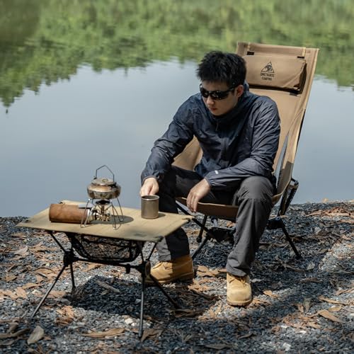 ONETIGRIS Tigerblade High Back Camping Chair with Pillow Design, Comfortable Widened Seat Folding Chair - color: Coyote Brown
