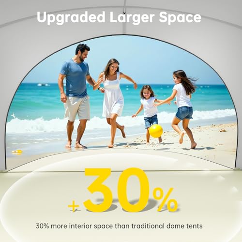 Raynesys Beach Tent Sun Shelter, Beach Shade Tent with UPF50+ UV Protection, Sun Shelter for 1-4 Person, Beaches Shade with 2 Zippered Doors, Portable Tents for Camping Fishing, Beige - color: Beige, size: For 4 Person