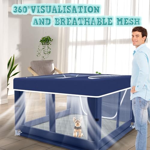 XVISHX 42x42 Inches Puppy Playpen with Cover&Dog Pads, Dog Playpen for Puppies or Small Dogs, Pet Playpen for Indoor & Outdoor, Sturdy Safety Dog Pen with Thickened Fabric - style: 42x42 IN WIth Cover&Pad