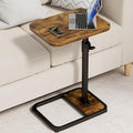 GOYLSER C-Shaped Tables Small Swivel End Table, Height Adjustable Side Tables Living Room, Rotating Snack Couch Wooden Tv Trays for Eating On Couch, Rustic Brown - color: Rustic Brown, style: Standard C Table
