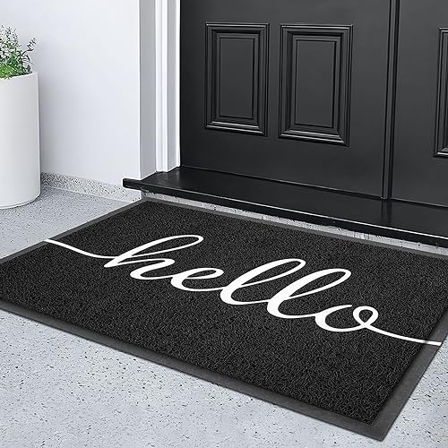 KILOCOCO Hello Doormat Welcome Mats Front Door Mat Outdoor Mat Low Pile Entrance Non-Slip Outdoor Doormats High Traffic Area Rubber Backed Entry Mats for Kitchen Indoor,31"x47" - color: Hello, size: 2'8" x 4' (Rectangular)