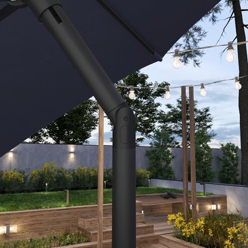 Sunline 7.5 ft Patio Umbrella with Crank & Push Button Tilt, Outdoor Market Umbrella with UV Protection & Wind Vent, Metal Frame for Deck, Pool & Table, Navy Blue - color: Navy Blue, size: 7.5 foot