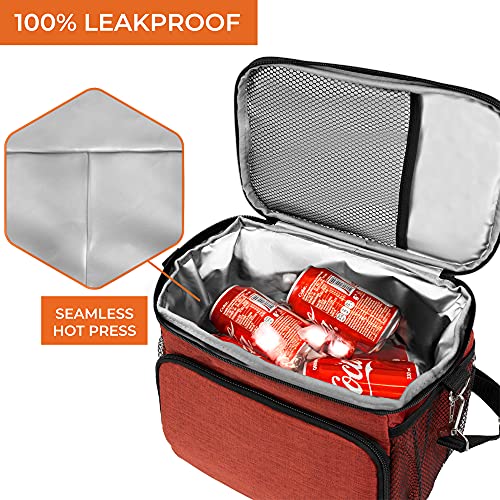 opux Insulated Lunch Bag for Men Women, Soft Lunch Box for Office Work School Picnic, Leakproof Lunch Cooler Bag with Shoulder Strap for Kid Adult Boy Girl, Medium Lunchbox Lunch Tote (Heather Red) - color: Heather Red, size: Medium