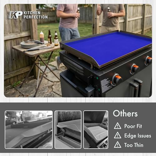 KITCHEN PERFECTION 28" Premium Silicone Griddle Cover Mat for Blackstone Griddle 28 Inch - Hermetic Protection from Rust & Debris All Year, Fits All Blackstone 28 Inch Models - Food Grade Silicone - color: Classic Blue 28 inch