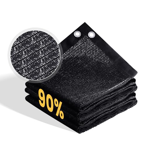 VICLLAX 90% Shade Cloth, 6x6FT Durable Black Mesh Trap with Every 3 FT Grommet, Sun Shade Fabric Netting for for Plants Cover, Greenhouse, Chicken Coop, Barn Kennel, Garden Patio - color: 90%Black, size: 0 6 x 0 6 FT