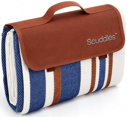 scuddles Extra Large Picnic Blanket – 60" x 80" Waterproof Outdoor Mat with Soft Dual-Layer Comfort, Foldable Travel Rug for Beach, Camping, Lawn, Parks & Family Picnics - color: Brown