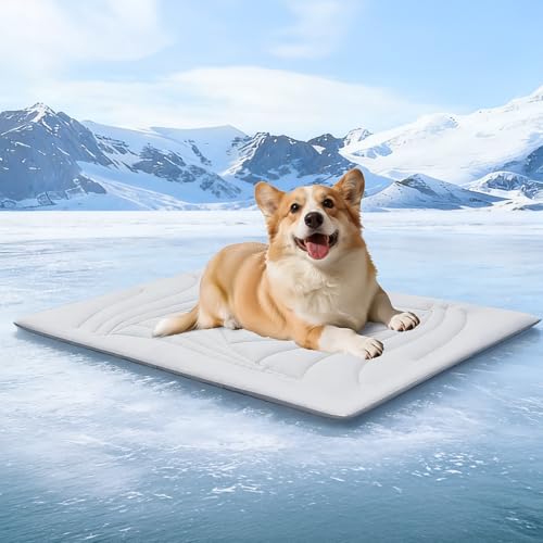 Dog Cooling Mat, 36"x23" Cooling Mat for Dogs and Cats, Arc-Chill Cold Fabric Delivers Rapid and Lasting Cool (Q-Max>0.5), Portable & Washable Pet Pad for Summer - color: Grey, size: Large