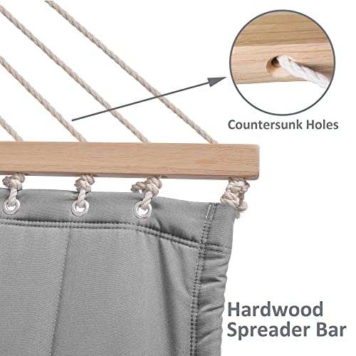 SUNCREAT Double Hammocks Standing Backyard Hammock with Stand, 2 Person Heavy Duty Hammock with 13.5 ft Wooden Stand, Light Gray - color: Light Gray