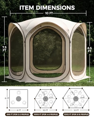 10X10FT Pop-Up Screen House Tent, Portable Instant Screen Room Canopy with Mesh Doors and Carry Bag for Patio Backyard Deck Camping Outdoor, Pop up Gazebo, Popup Canopy Tent, Beige - color: Beige, size: 10x10 FT