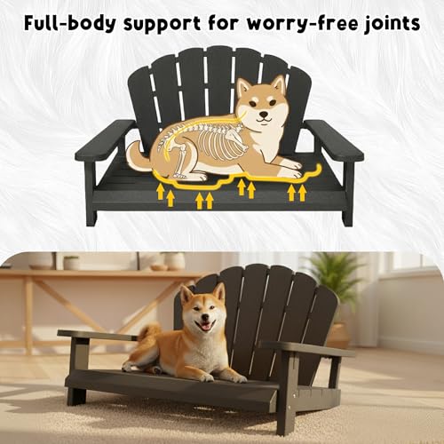 Fancyango Resin Dog Sofa Indoor Outdoor Waterproof Bed Stable Resin Comfort Design - Easy Assembly in Minutes (Black 35.24''*29''*18.5'') - color: Black