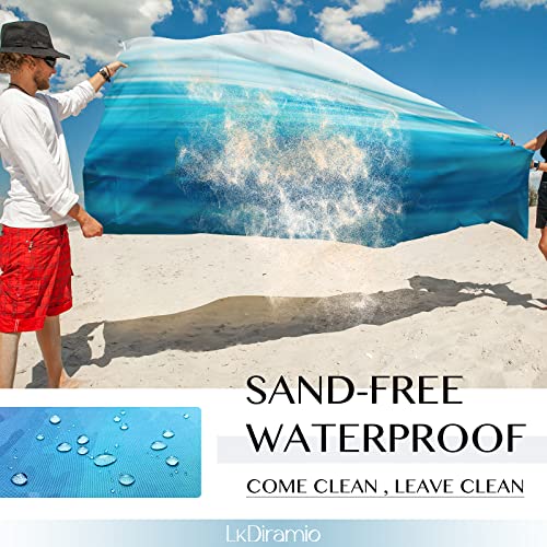Beach Blanket Sand Proof Waterproof Oversized 100" x 80" Sand Free Mat with Corner Pockets and Mesh Bag for Outdoor, Picnic, Travel, Beach Accessories Portable, Gradient Blue Ocean - color: Gradient Blue Ocean