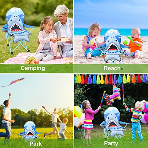 KABOER Kids Outdoor Folding Lawn and Camping Chair with Cup Holder and Carrying Bag, Children's Camping Chairs - color: Shark