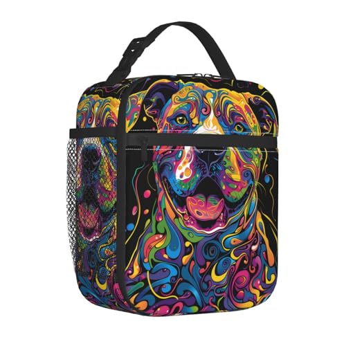 Reusable Cool Dog Lunch Box for Kids Girls Boys Women Adult, Insulated Pitbull Lunch Bag,Polyester Cooler Handbags Case for School Picnic Work Travel Outdoor Beach or Hiking - color: Pitbull 02