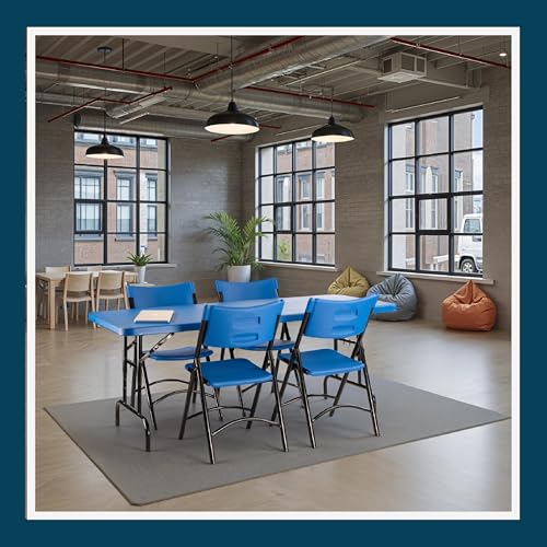 OEF Furnishings OEFBTA-3072-04 Adjustable-Height Commercial-Grade Premium Industrial Folding Table, 6-Foot Pedestal-Leg Design with 17-Gauge Steel Frame and Thick Double-Wall Top (72" × 30", Blue Top) - color: Blue