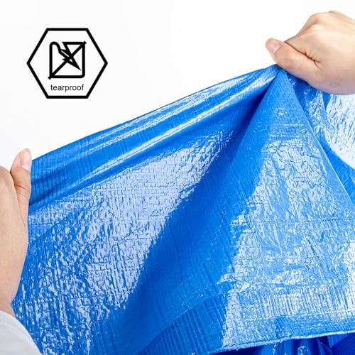 CARTMAN Finished Size 10x20 Feet Blue Poly Tarp 5 Mil Thick, Multipurpose Protective Cover for Camping, Tent, Boat, RV, Car - color: Blue/5mil, size: 10'×20'