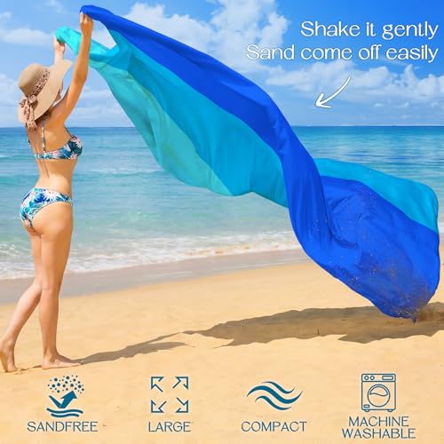 BYDOLL Beach Blanket 10'X9' Waterproof Sandproof Suits1-8 Adults Oversized Lightweight Large Blanket Picnic Mat for Beach Sand Free Travel Camping Hiking Picnic - color: Blue3, size: 10'X9'