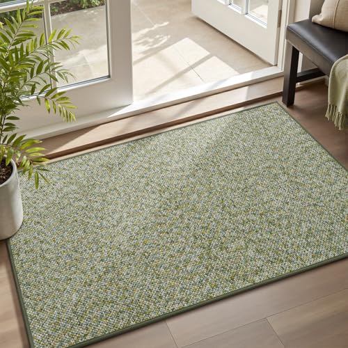 MontVoo Door Mat Indoor Entrance Doormat, Absorbent Durable Rubber Non Slip Front Door Mat for Inside Entry Entryway Dirt Trapper Welcome Mat, Green 24''x36'' - color: Green, size: 24''x36''