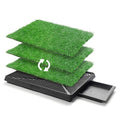 25" x 20" Dog Grass Pad with Tray, 3PCS Washable Artificial Grass Pee Pads for Indoor Dog Potty, Portable Reusable Pet Toilet for Small/Medium Dogs, 3-Layer System - size: M 25x20x3.2IN-3 Grass Pads