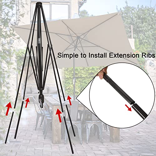 Blissun Rectangular Patio Umbrella, Table Market Umbrella with Tilt and Crank, Outdoor Umbrella for Garden, Deck, Backyard, Pool and Beach - color: Tan, size: 6.5 x 10 FT